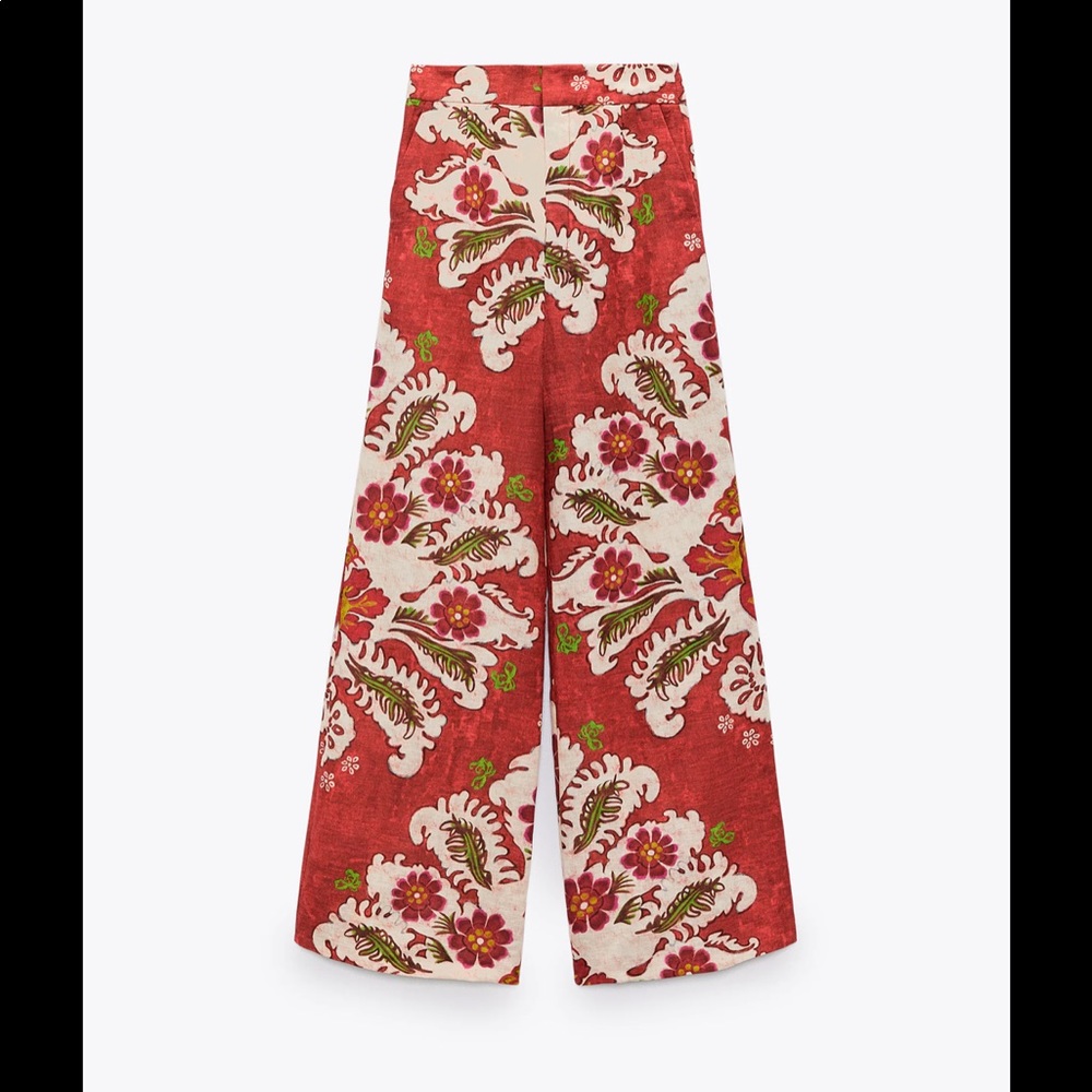 Zara Linen Blend Printed Pants - Tags Attached, Never Worn